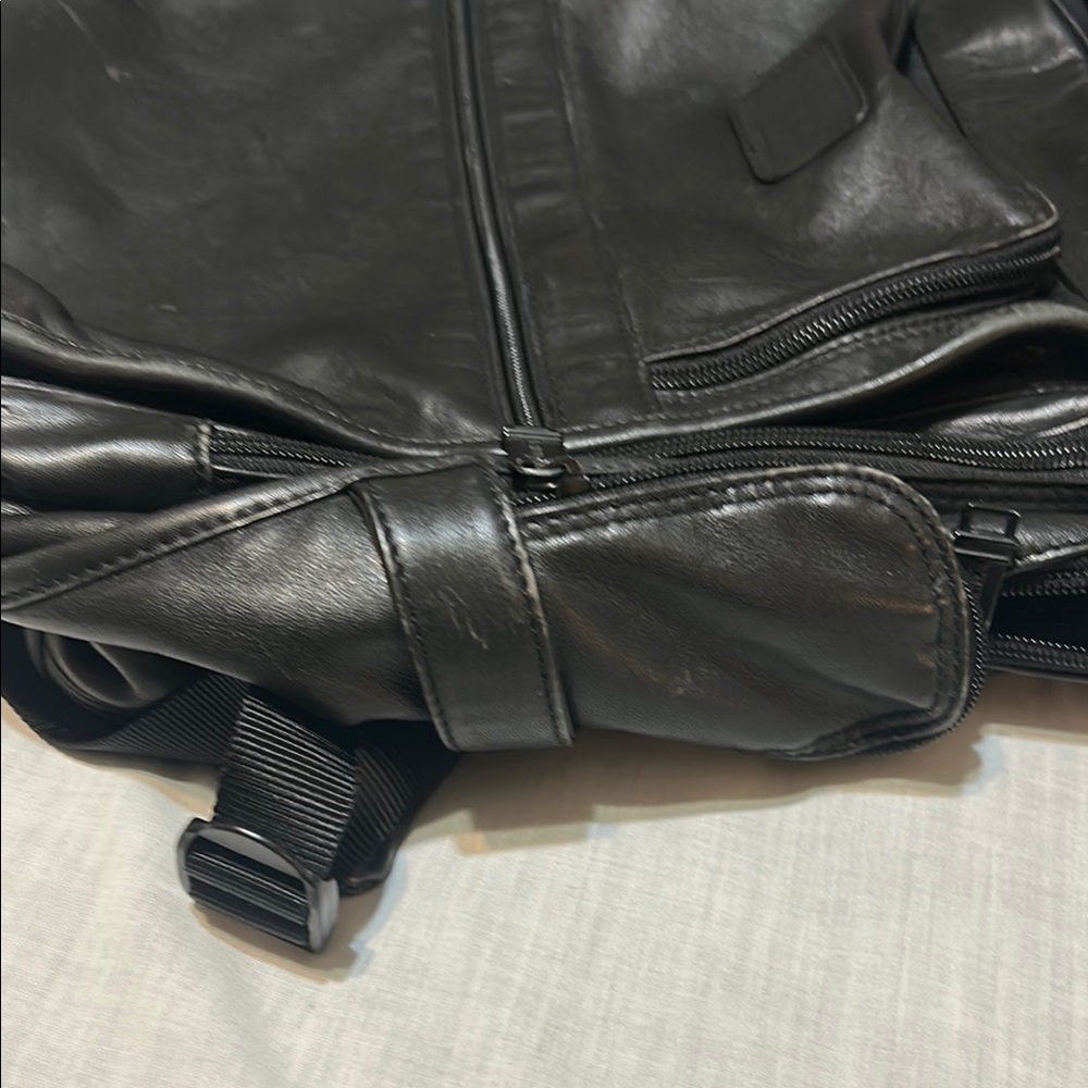 TUMI Alpha Brief Pack Backpack Black Leather Bag - Picture 8 of 10